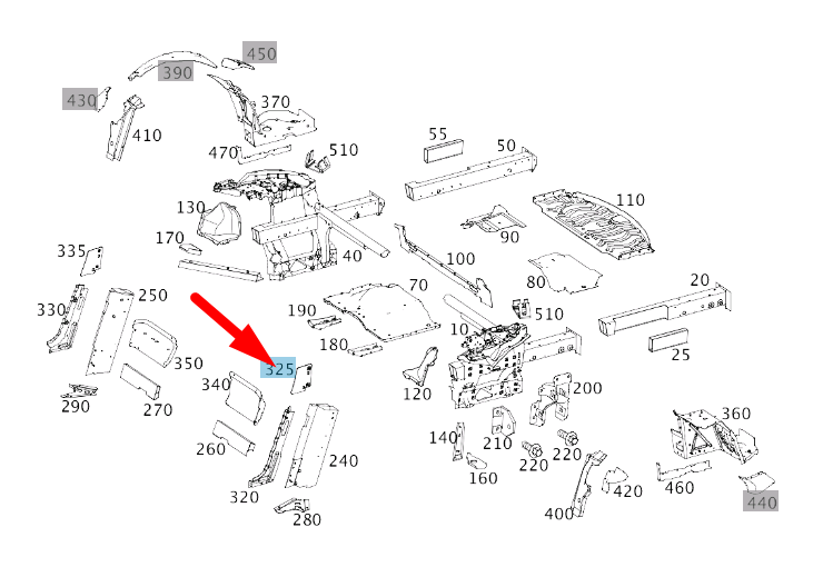 new mb amg gt c190 rear end floor left reinforcement a1906401101 original