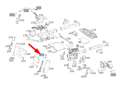 new mb amg gt c190 rear end floor left reinforcement a1906401101 original