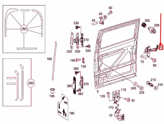 NEW MERCEDES-BENZ VITO W639 REAR DOOR CENTRAL LEFT CARRIAGE A6397602447