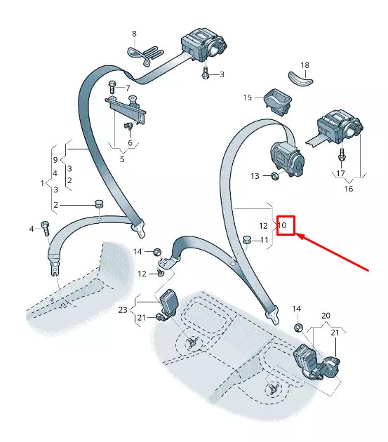 NEW AUDI E-TRON GEN REAR MIDDLE SEATBELT 4K8857807DKPZ