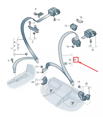 NEW AUDI E-TRON GEN REAR MIDDLE SEATBELT 4K8857807DKPZ