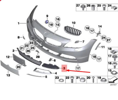 NEW BMW Z4 ROADSTER E89 FRONT BUMPER RIGHT CLOSED GRILLE 51117203800 ORIGINAL