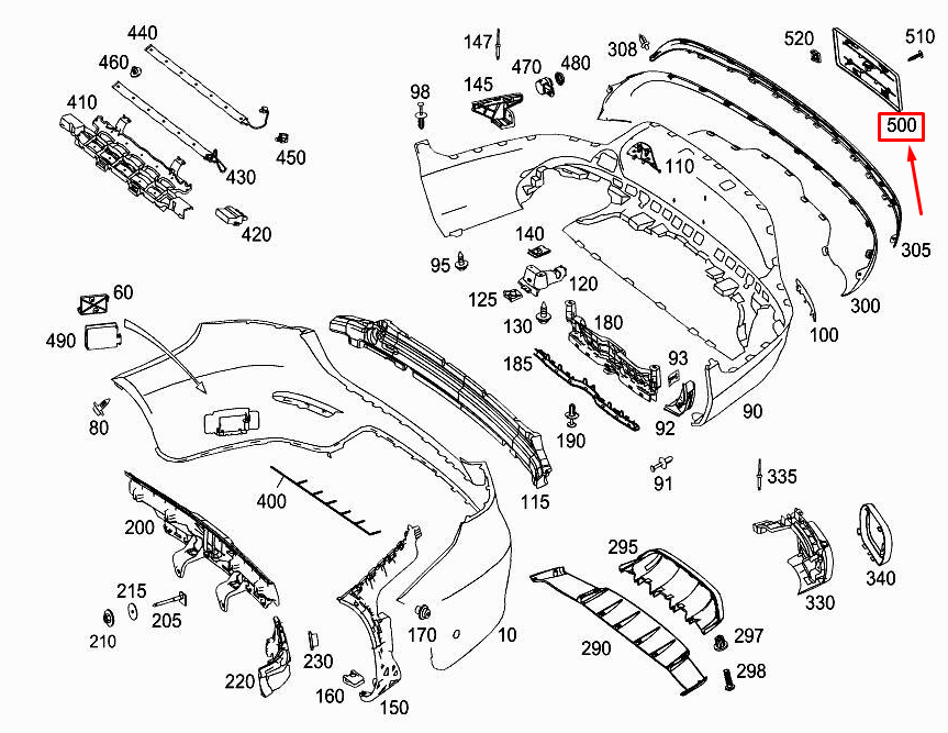 NEW MERCEDES-BENZ GLC X253 REAR BUMPER LICENSE PLATE HOLDER A2538800444 ORIGINAL
