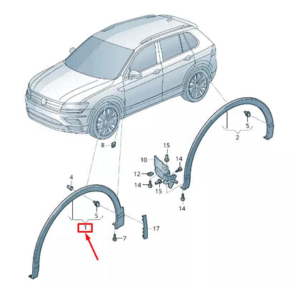 NEW VW TIGUAN AD FRONT RIGHT WHEEL ARCH TRIM 5NA854732F9B9