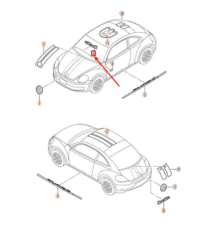 NEW VOLKSWAGEN BEETLE A5 HIGH CHROME KAEFER INSCRIPTION 5C1853670C739