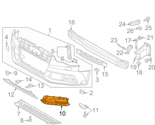 NEW AUDI A5 8T RIGHT SIDE LIGHT FOG GRILLE 8T0807682H01C 8T0807682H 01C