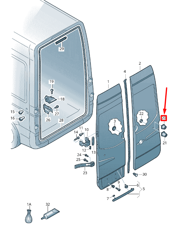 NEW VOLKSWAGEN CRAFTER 2F MK1 REAR BACK WING DOOR BRACKET 2E1827601 ORIGINAL
