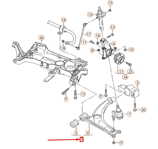 NEW AUDI TT 8J FRONT LOWER WISHBONE CONTROL ARM 8J0407151D ORIGINAL