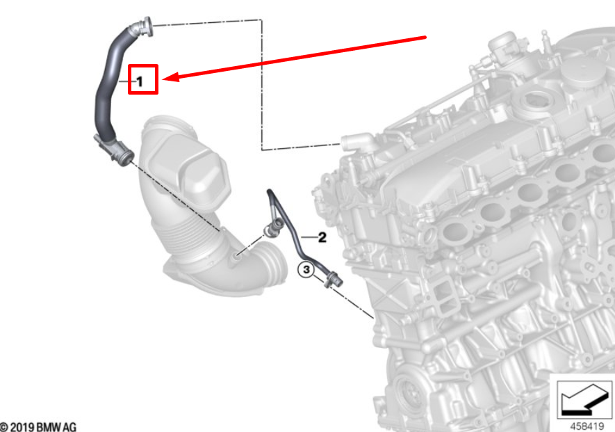 new bmw x6g06 crankcase vent pipe 11157936328 7936328 original