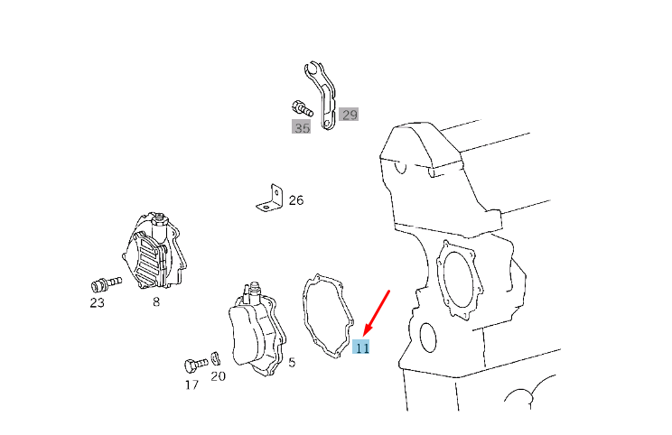 new mercedes-benz e w210 vacuum pump to timing case gasket a6042380080 original