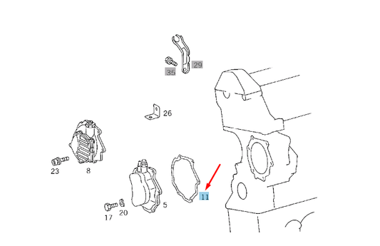new mercedes-benz e w210 vacuum pump to timing case gasket a6042380080 original