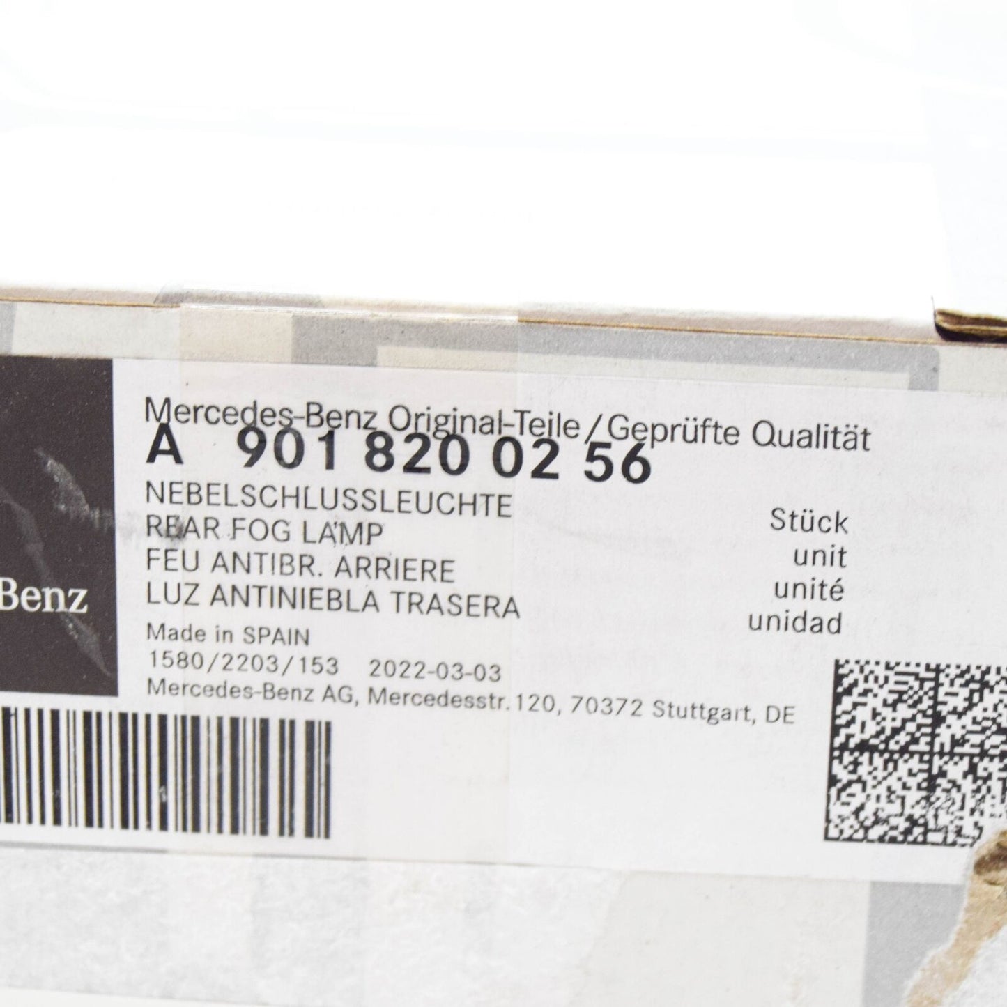 NEW MERCEDES-BENZ SPRINTER W903 REAR FOG LIGHT A9018200256 ORIGINAL