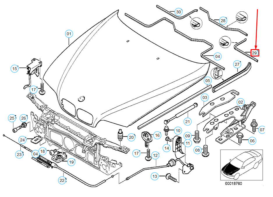 new bmw 5 e39 left hood microfine filter housing seal 51718238599 original