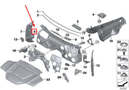new bmw x3 g01 upper splash wall sound insulat. 7482317 51487482317 original