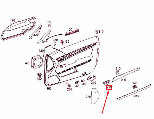 new mercedes-benz e c207 front right door moulding a2077207622 original