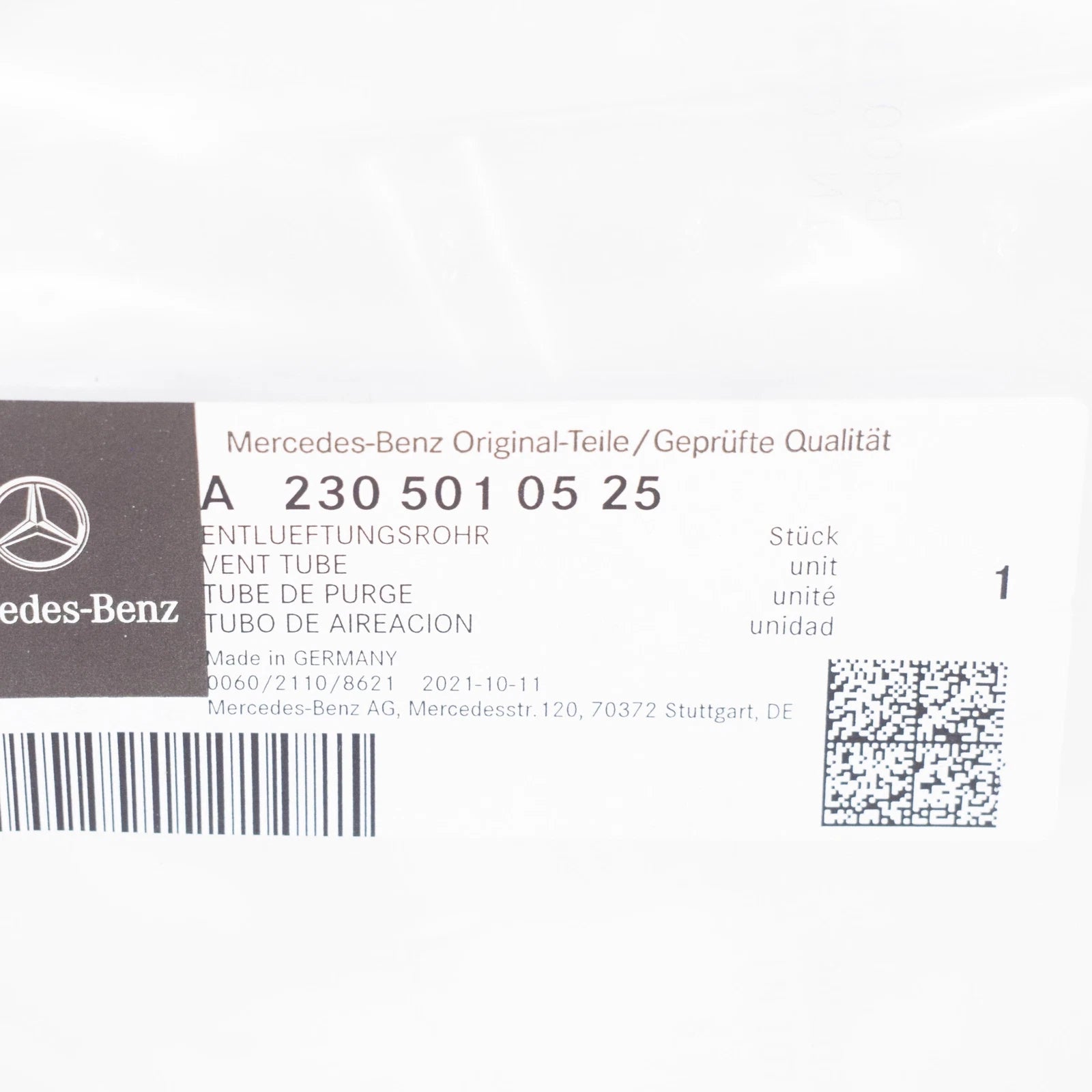 NEW MERCEDES-BENZ SL R230 AMG COOLANT BREATHER PIPE A2305010525 ORIGINAL