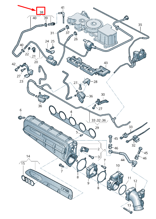 new audi rs3 engine breather line 8v0201992a original