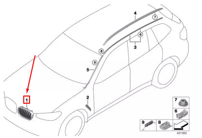 NEW BMW X4 G02, F98 FRONT RIGHT GRILL 7464922 51137464922 ORIGINAL