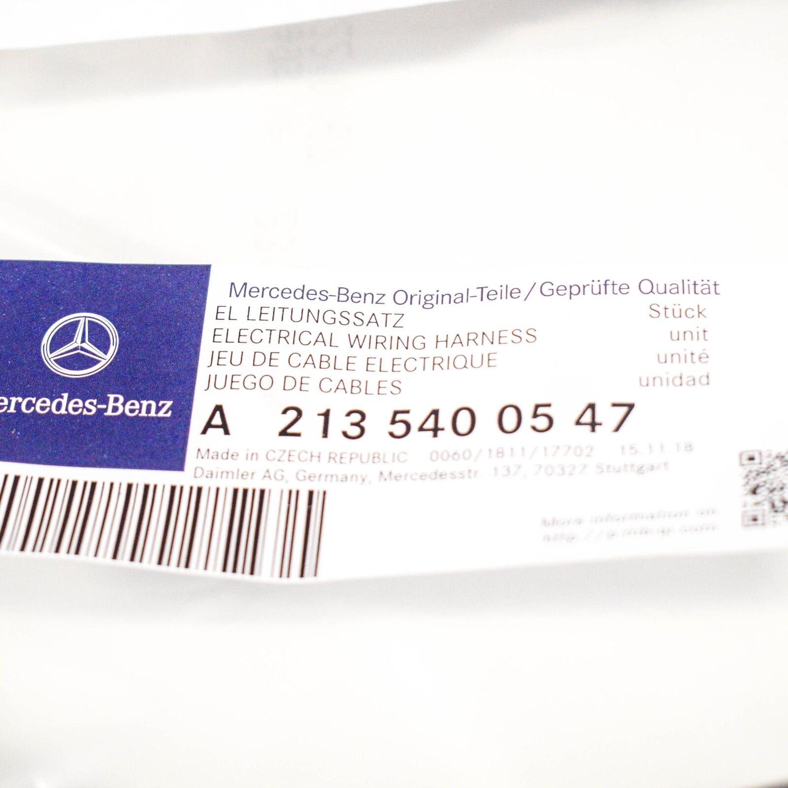 NEW MERCEDES BENZ W213 ELECTRICAL WIRING HARNESS LOOM A2135400547 ORIGINAL