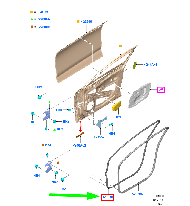 new ford mondeo mk5 front right door seal 2441531 ds73-f20530-bb original