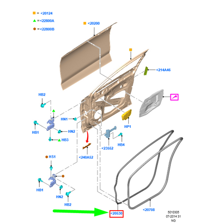 new ford mondeo mk5 front right door seal 2441531 ds73-f20530-bb original