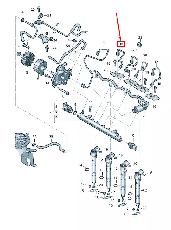 NEW AUDI Q5 8R FUEL LINE CYLINDER 4 03L130301C ORIGINAL