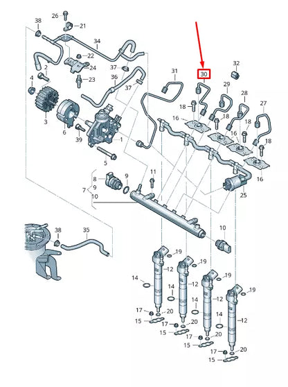 NEW AUDI Q5 8R FUEL LINE CYLINDER 4 03L130301C ORIGINAL