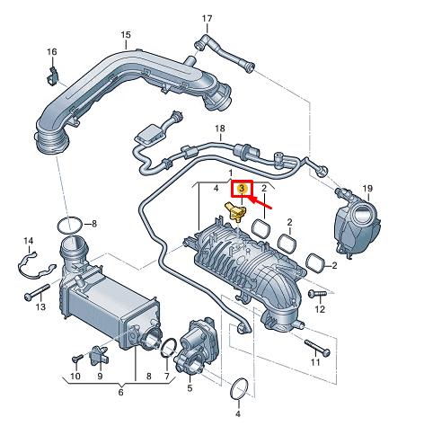 new audi a1 gb air intake pressure sensor 04e906051n original