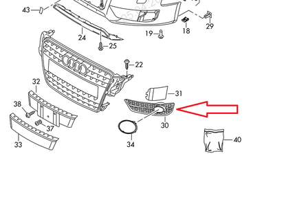 NEW AUDI A4 B8 LEFT FOG LIGHT GRILLE S-LINE 8K0807681C01C 8K0807681C 2010