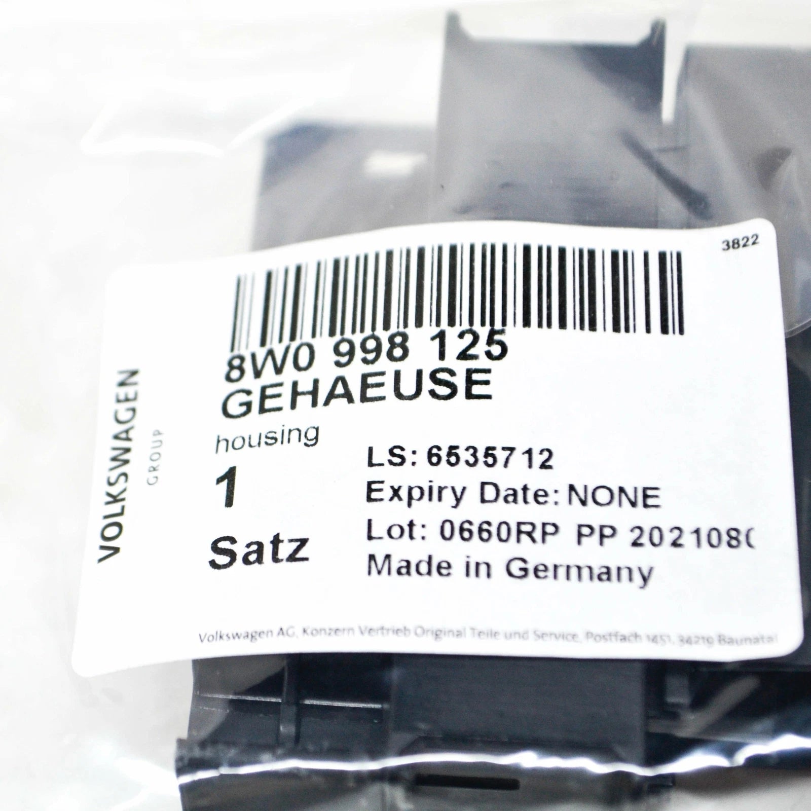 NEW AUDI A4 B9 6 PIN FLAT CONTACT HOUSING W LOCKING MECHANISM 8W0998125 ORIGINAL