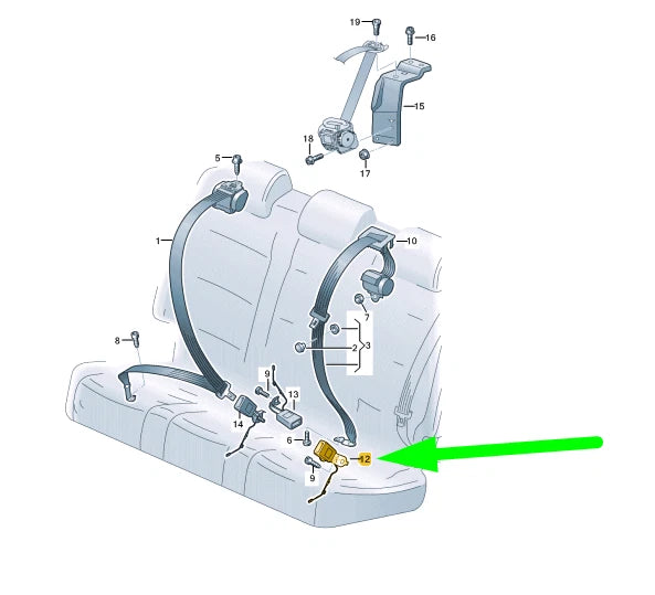 NEW VW TIGUAN MK2 AD REAR LEFT SEAT BELT LATCH 5NA857753BMNB ORIGINAL