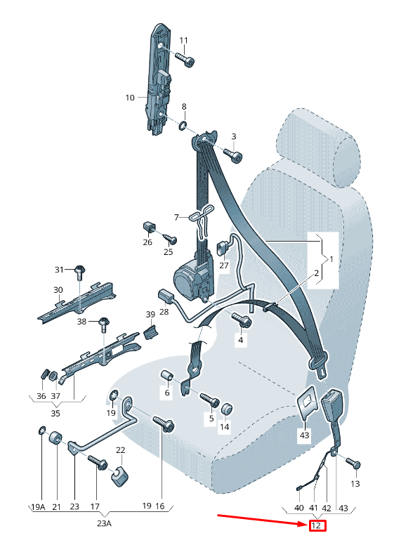 new audi rs3 front right seat belt buckle 8v0857756bylz original