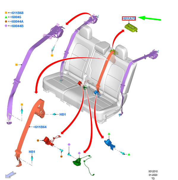 new ford kuga mk3 rear seat belt shield 5720733 lj6b-s611b78-ab3zhe original