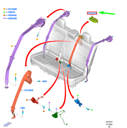 new ford kuga mk3 rear seat belt shield 5720733 lj6b-s611b78-ab3zhe original