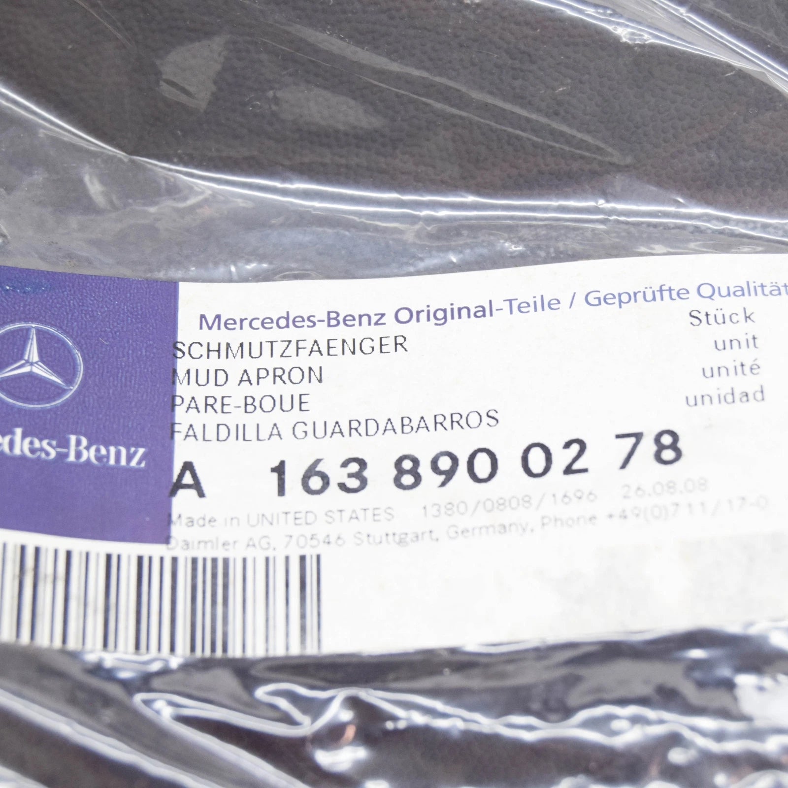 NEW MERCEDES-BENZ ML W163 REAR RIGHT MUDGUARD FLAP A1638900278 ORIGINAL
