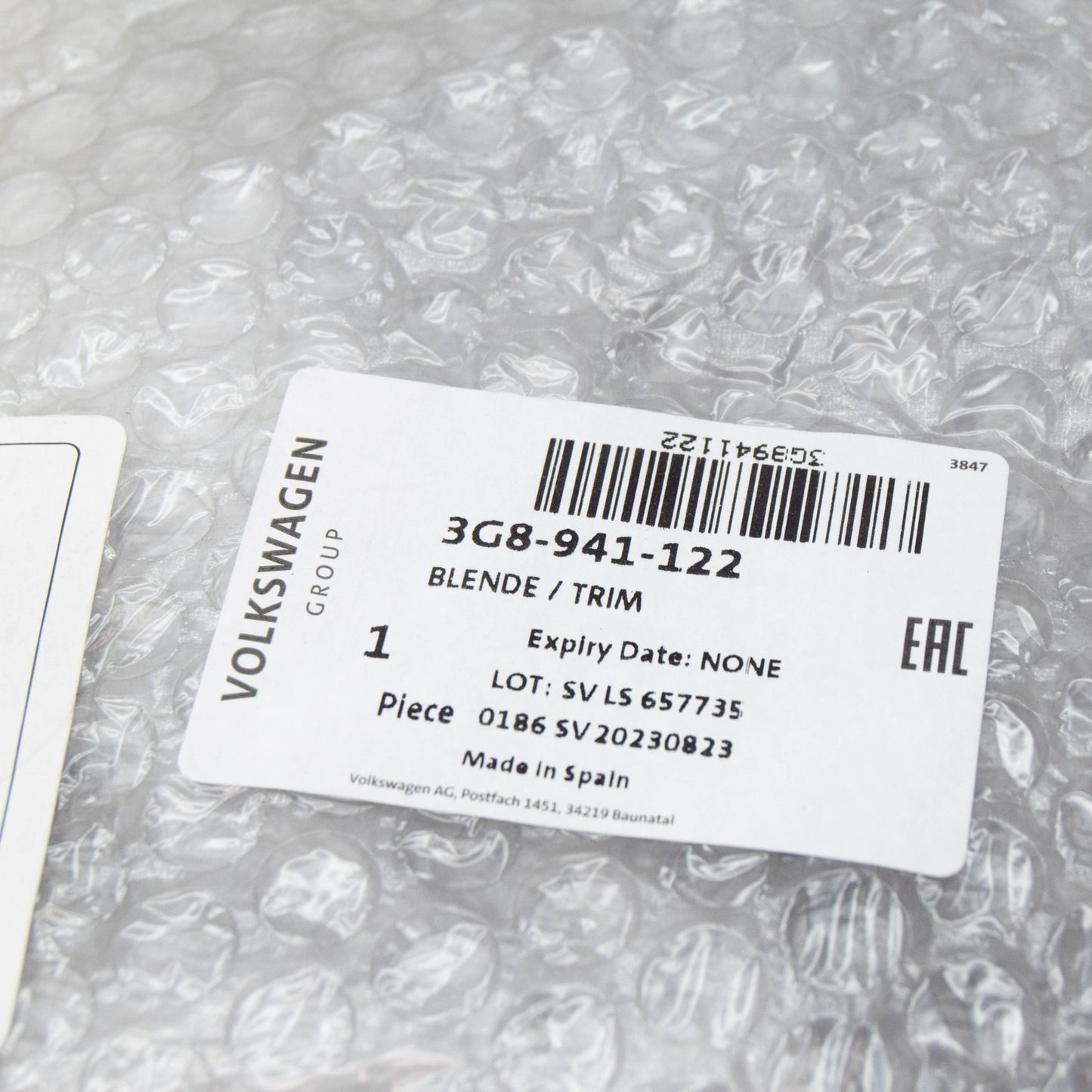 NEW VW ARTEON FRONT RIGHT HEADLIGHT UPPER COVER PANEL 3G8941122 ORIGINAL