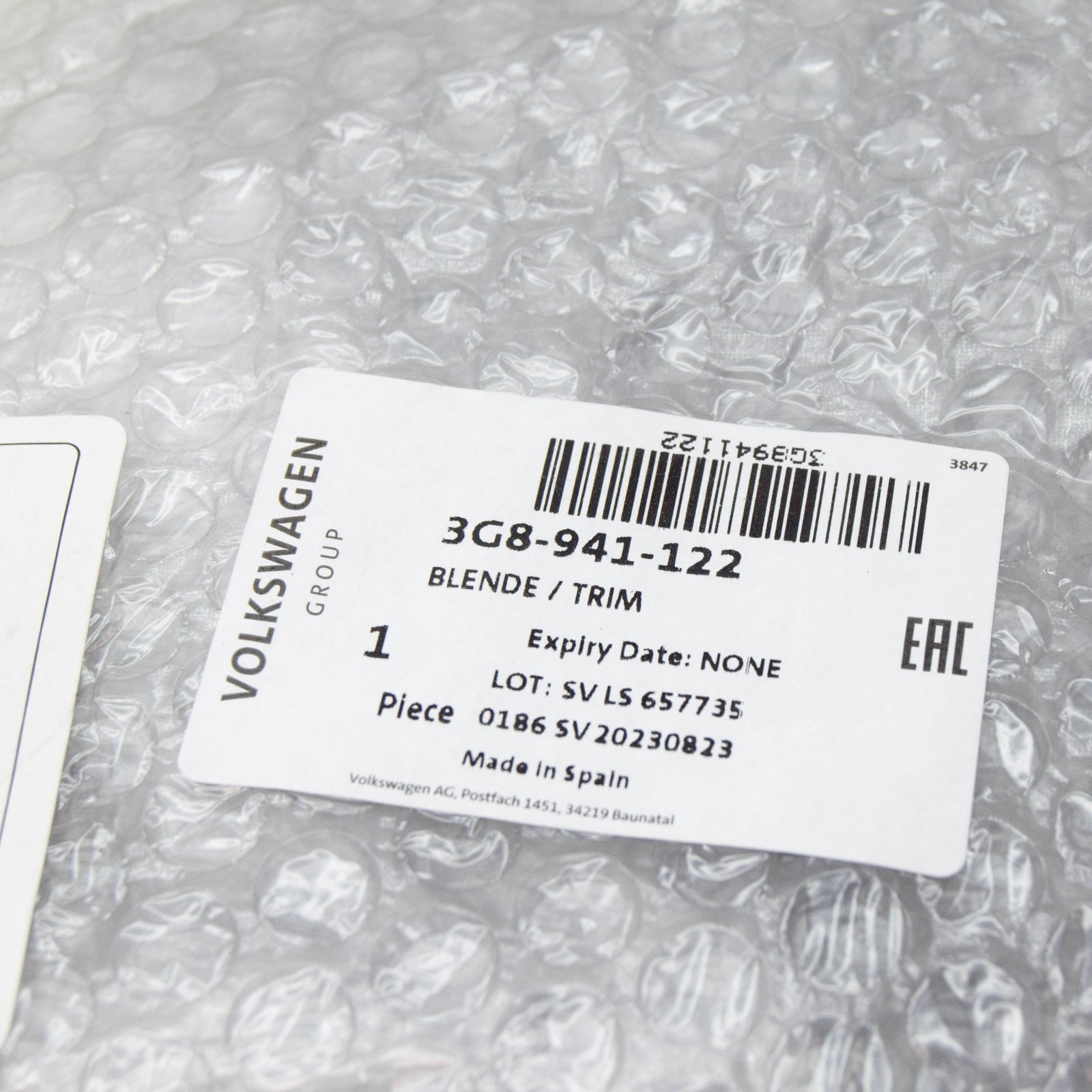 NEW VW ARTEON FRONT RIGHT HEADLIGHT UPPER COVER PANEL 3G8941122 ORIGINAL