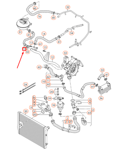 NEW AUDI A3 8V COOLANT HOSE 5Q0122109J ORIGINAL