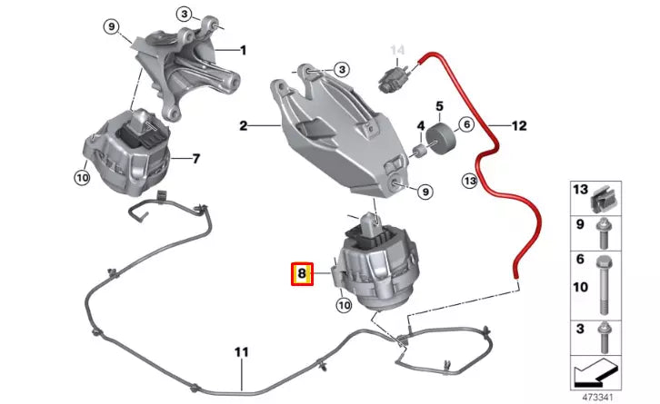 NEW BMW 5 G30 LEFT SIDE ENGINE MOUNT 6860499 22116860499 ORIGINAL