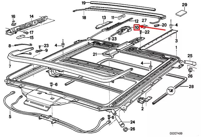 NEW BMW 8 E31 SLIDING LIFTING ROOF LEFT GUIDE 54121940975 1940975 ORIGINAL