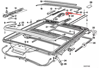 NEW BMW 8 E31 SLIDING LIFTING ROOF LEFT GUIDE 54121940975 1940975 ORIGINAL