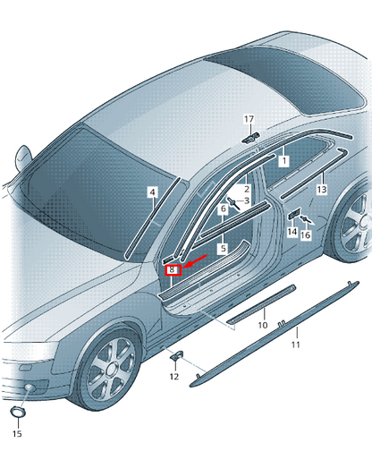 new audi a5 8t front right inner sill trim strip 8t0853906bdk1 original