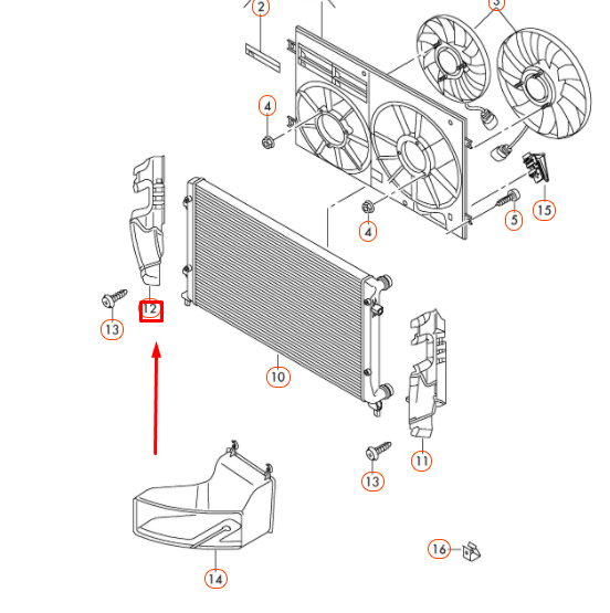 NEW AUDI TT 8J MK2 RIGHT RADIATOR AIR GUIDE 8J0121284A ORIGINAL