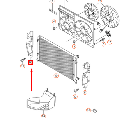 NEW AUDI TT 8J MK2 RIGHT RADIATOR AIR GUIDE 8J0121284A ORIGINAL