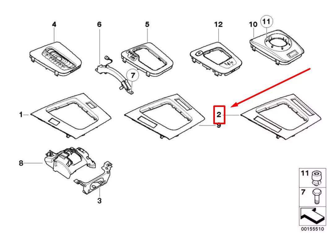 NEW BMW 3 E46 CENTER CONSOLE TRIM 51167052068 7052068 ORIGINAL