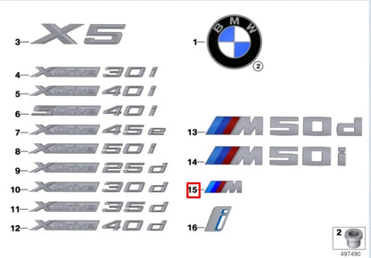 NEW BMW X5 G05 M REAR TRUNK BOOTLID M BADGE NAMEPLATE 51148094236 ORIGINAL