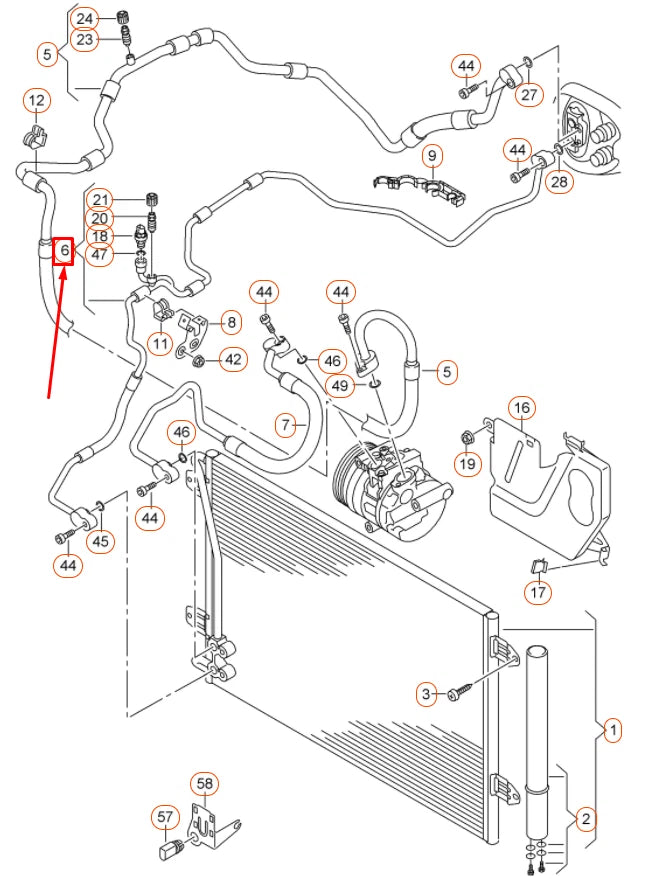 NEW VW PASSAT B7 AIR CONDITIONING A/C REFRIGERANT HOSE 5C0820741Q ORIGINAL