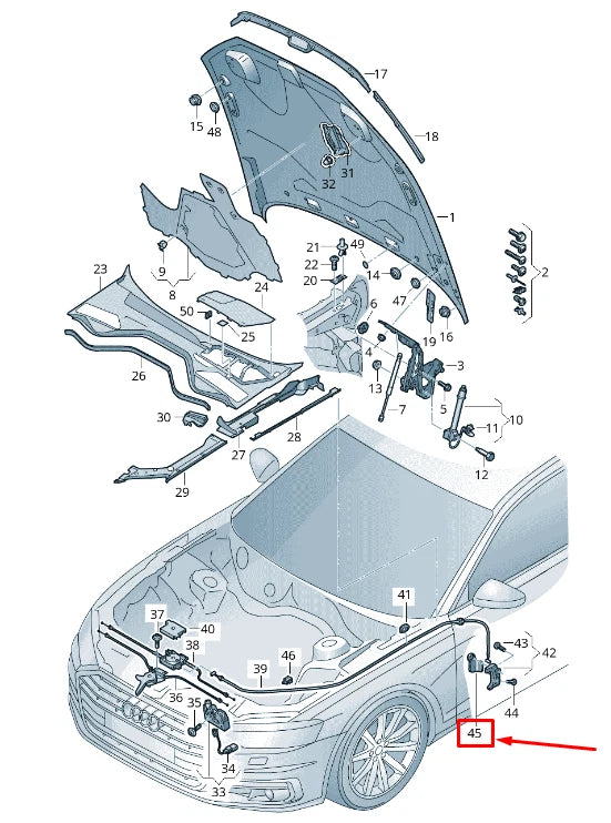 NEW AUDI A8 4N LID LOCK CABLE GRIP 4N1823533CDS2