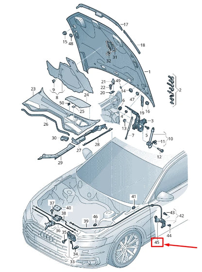 NEW AUDI A8 4N LID LOCK CABLE GRIP 4N1823533CDS2