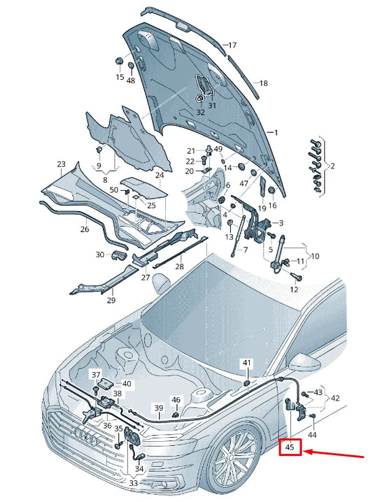 NEW AUDI A8 4N LID LOCK CABLE GRIP 4N1823533CDS2